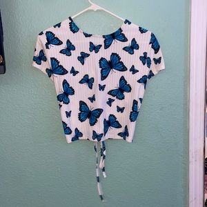 backless butterfly cropped top